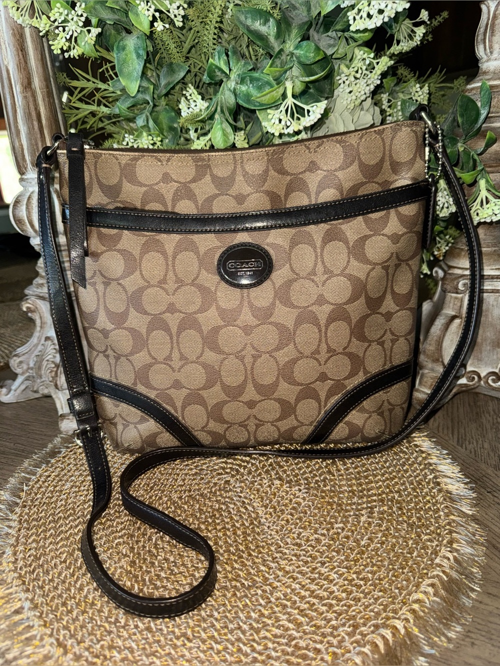 Coach Signature Canvas Crossbody Bag in Brown in EUC w/ Original Hangtag